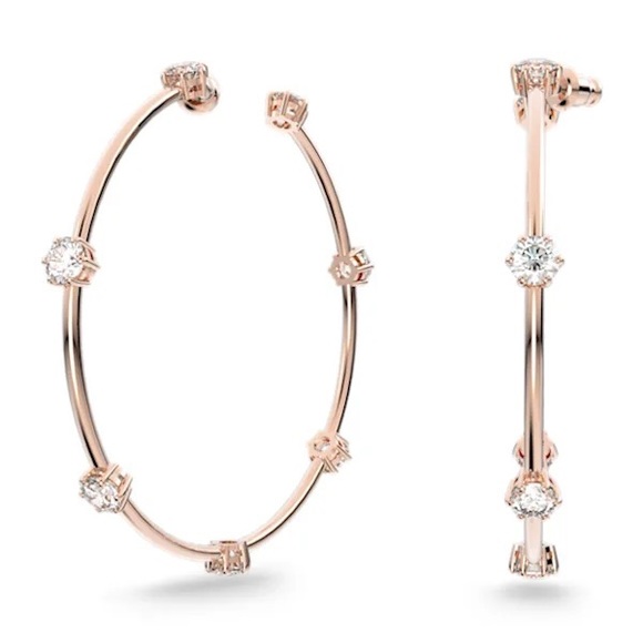 Swarovski Rose Gold Hoop Earrings - Picture 1 of 5